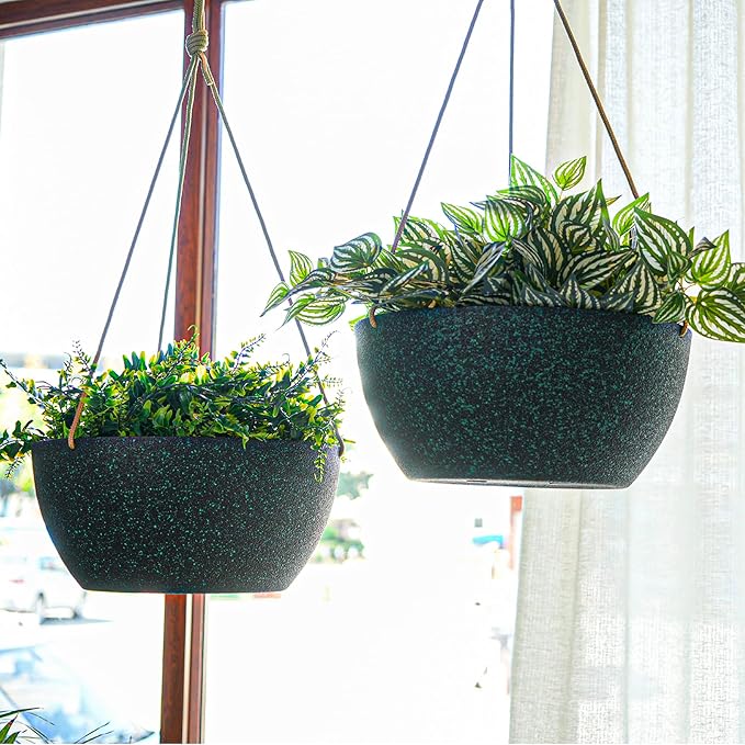 13 Inch 2 Pack Large Hanging Planters - Image 4