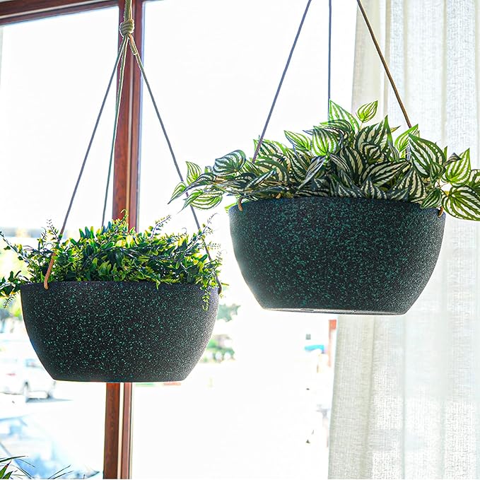 12 Inch 2 Pack Large Hanging Planters - Image 4