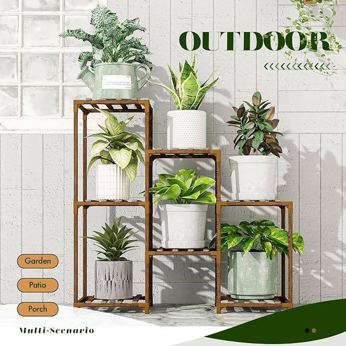 Plant Stand Indoor Outdoor Wood Plant Shelf - Image 3