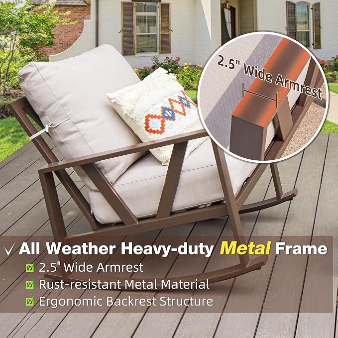 Outdoor Patio Rocking Chair, Porch Bistro Balcony Rocker Chair - Image 3