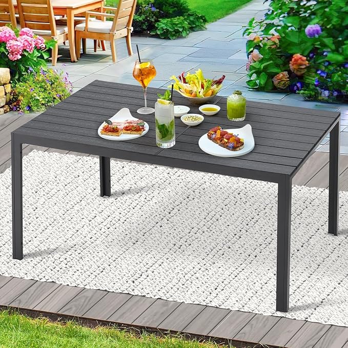 AECOJOY 60" Outdoor Dining Table, Aluminum Patio Table - Image 7