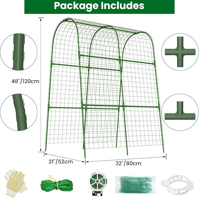 Cucumber Trellis for Raised Bed 32" L x 48" H, U-Shape Garden Trellis for - Image 2
