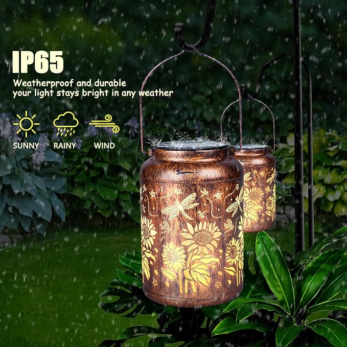 2 Pack Solar Light, Outdoor Lanterns - Image 4