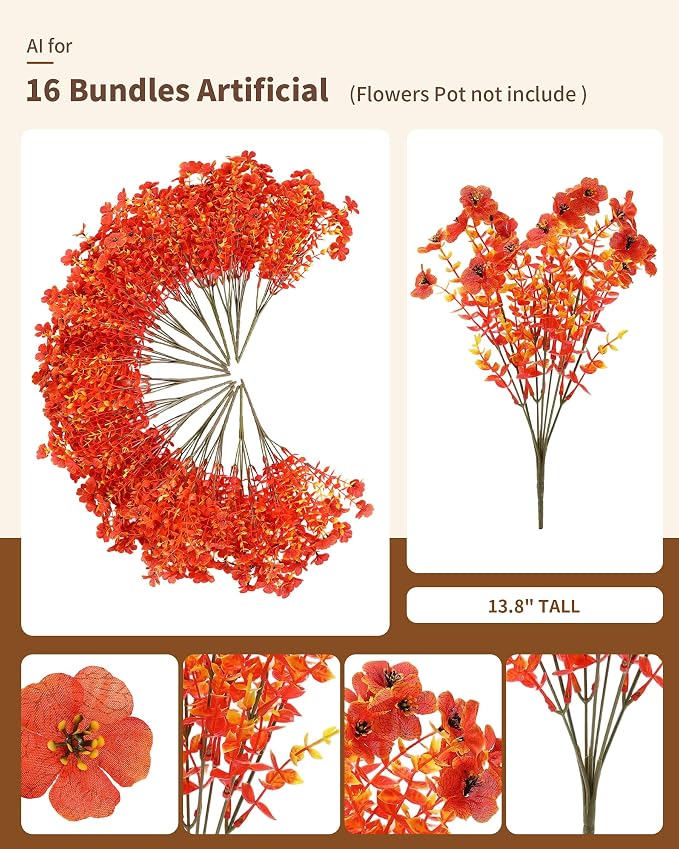 Artificial Fall Flowers Faux Mums - Image 2
