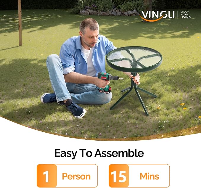 VINGLI Outdoor Side Table, Weatherproof Small Tables - Image 7