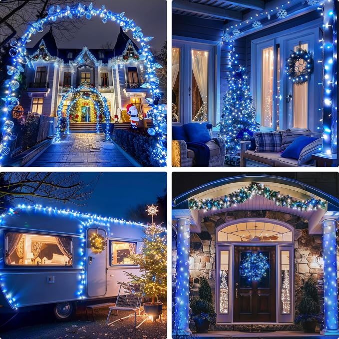 JMEXSUSS 400 LED Christmas Lights Indoor Outdoor, 132 ft 8 Modes Blue and White - Image 3