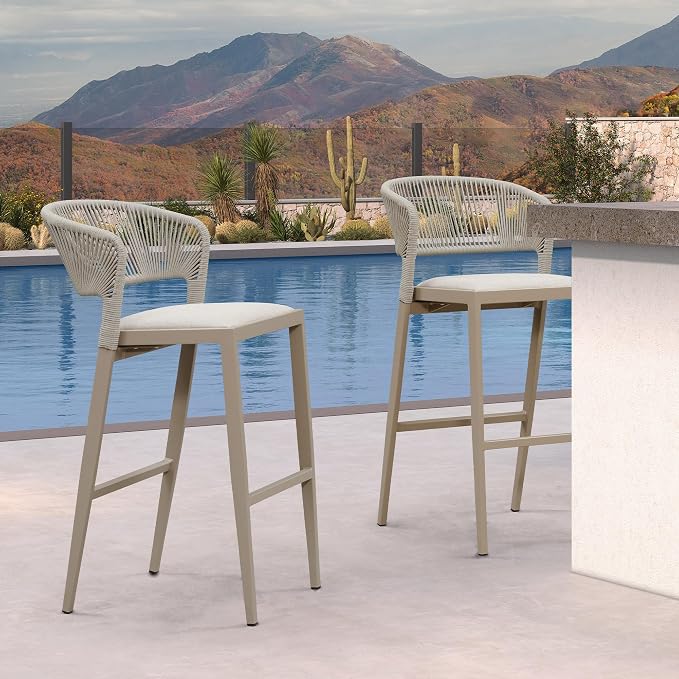 PURPLE LEAF Bar Stool Set of 2 Outdoor Bar Chairs by PURPLELEAF