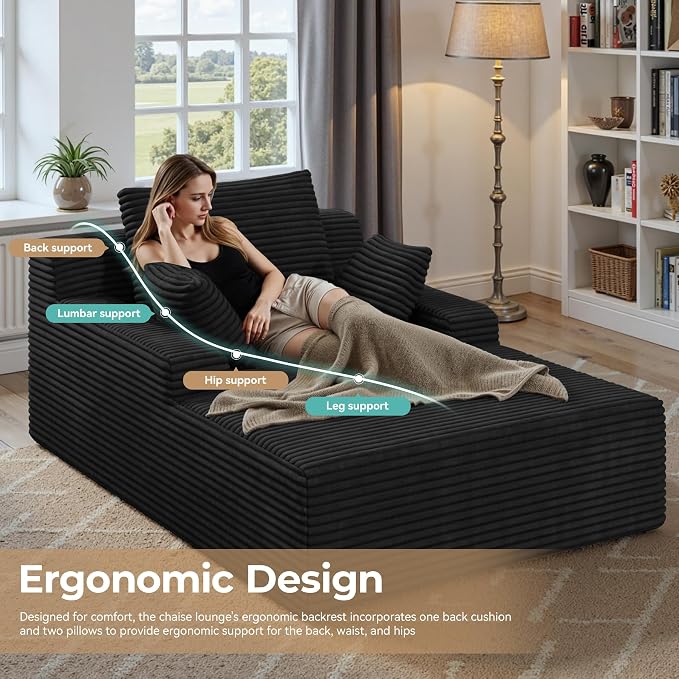 51'' Oversized Chaise Lounge Chair Indoor, Non-Assembly Deep Seat Sofa Bed - Image 3