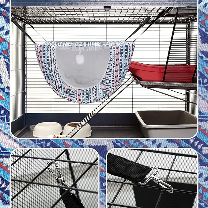 Unittype 2 Pieces Cat Cage Hammock Hanging Pet Bed Double Layer Soft Plush - Image 3