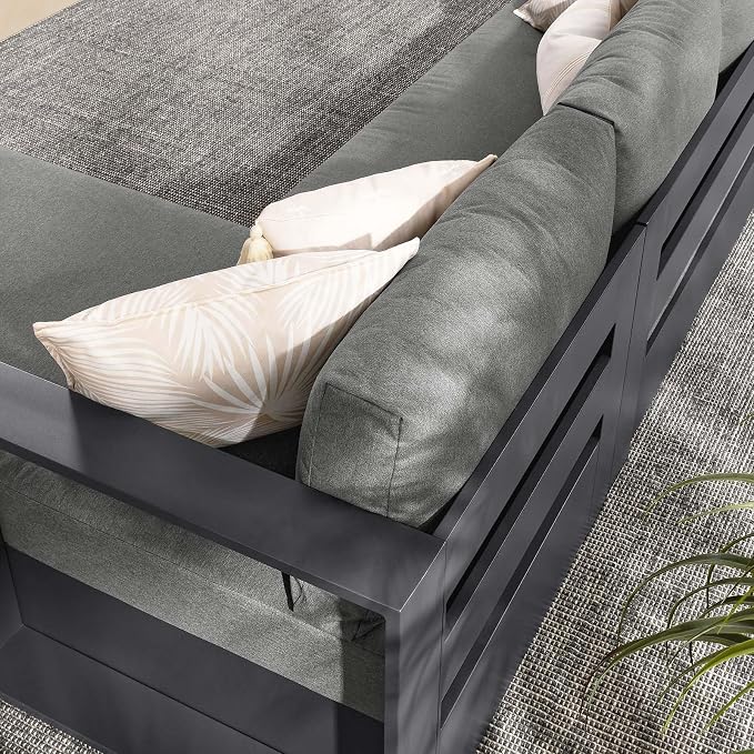 Modway Tahoe Modular Aluminum 2-Piece Outdoor Patio Furniture Gray Charcoal - Image 7