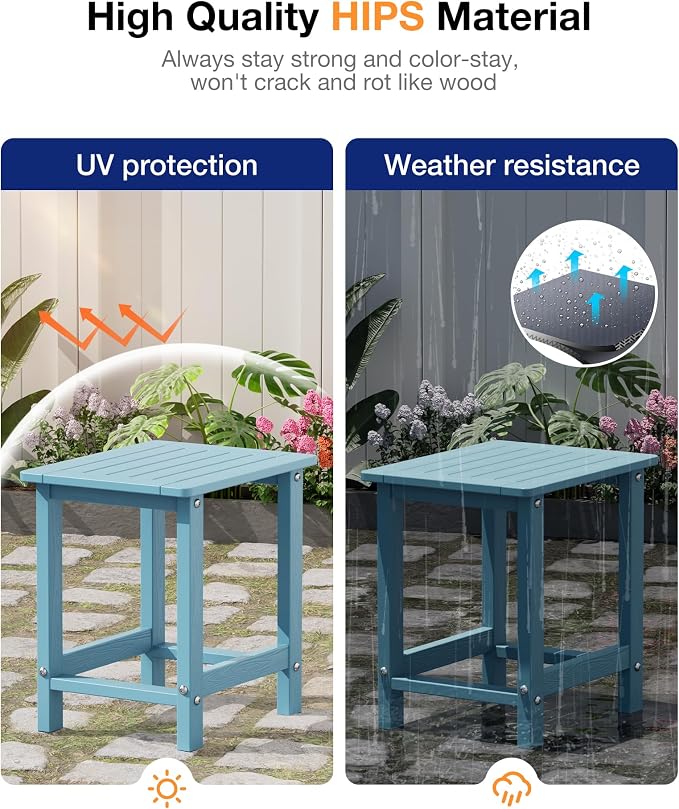 YEFU Outdoor Side Table for Patio: 16" HIPS Weather - Image 5
