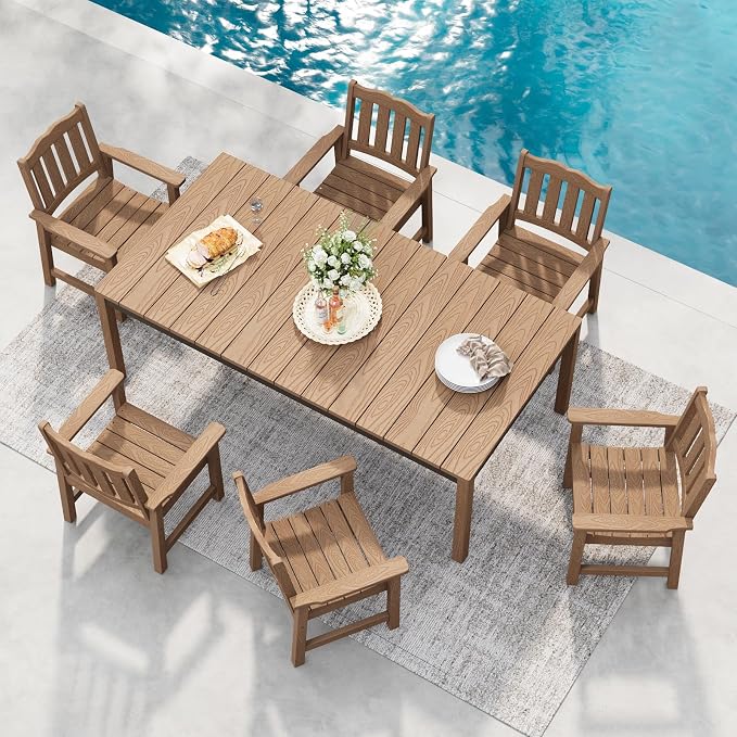 Stoog 7-Piece All-Weather Patio Dining Set, HIPS Dining Table by Stoog