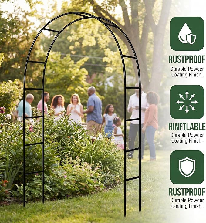 Thickened Tube Garden Entrance Arch – 94.5" H x 55" W Arbor, Weather-Resistant - Image 3