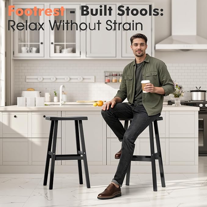 NUNU LAB HDPE Weatherproof Bar Stools Set of 2-29 Inch Bar Height Stools - Image 5