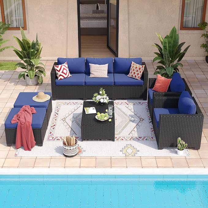 Aoxun 8 Piece Outdoor Patio Furniture Set 7 Seats, Outdoor Sectional - Image 4