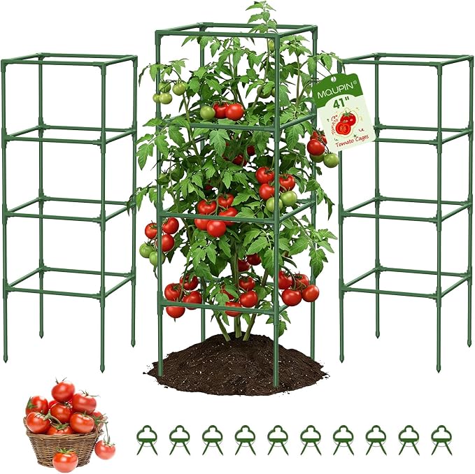 MQUPIN Tomato Cages, 3 Packs Square Tomato Cage by MQUPIN