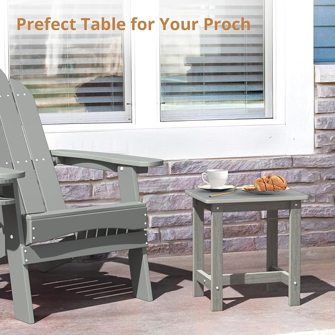 LUE BONA Outdoor Side Table, HDPS Small Outdoor Table, Rectangle Adirondack - Image 2