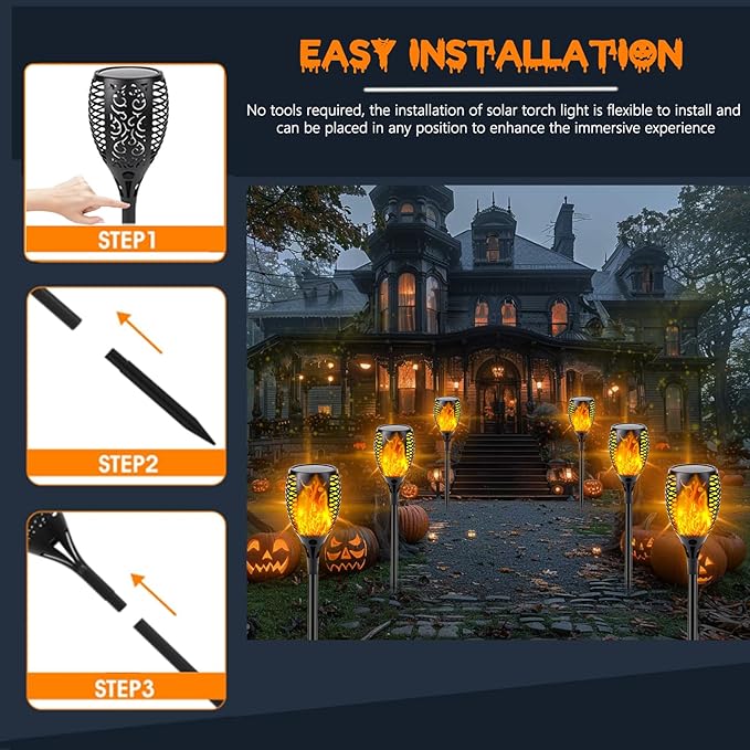 Upgraded 8 Pack Super Larger Size Solar Torch Lights - Image 5