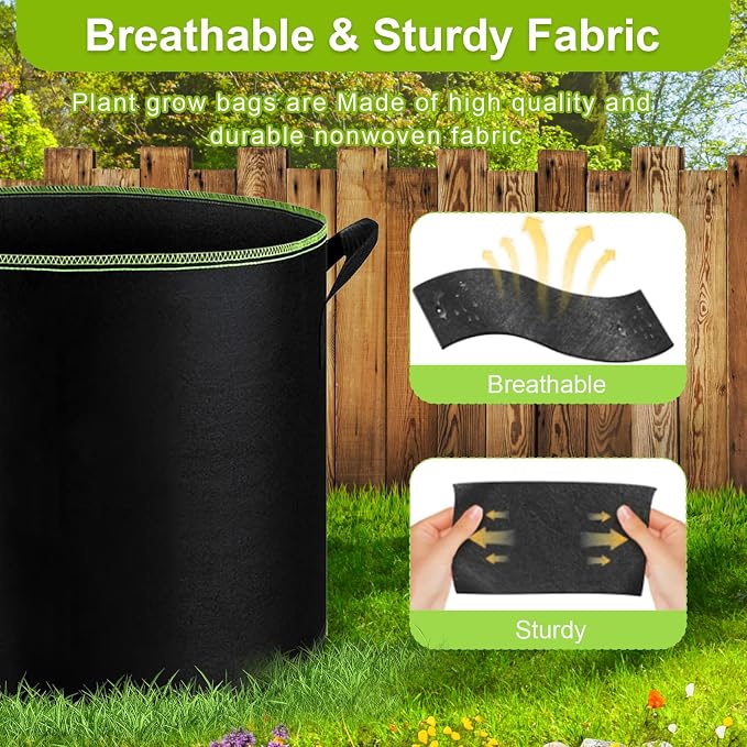 6-Pack 5/7/10 Gallon Grow Bags - 300G Heavy Duty Aeration Fabric Pots - Image 5