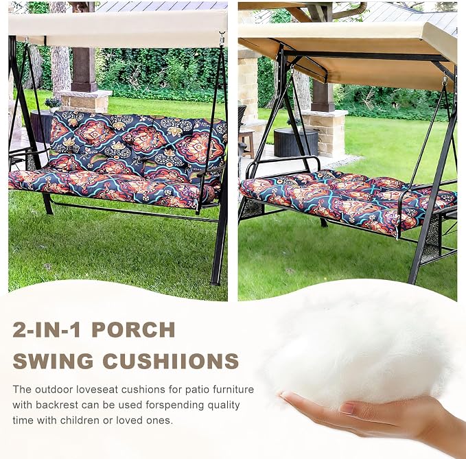Porch Swing Cushion with Backrest, Waterproof Bench Cushion - Image 4