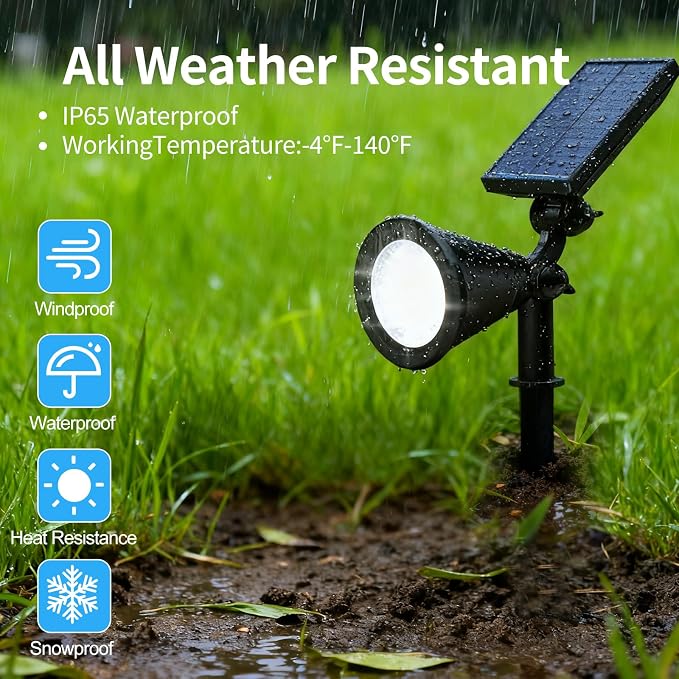 Solar Spot Lights Outdoor Waterproof, 18 LED Solar Powered Landscape Lighting - Image 2