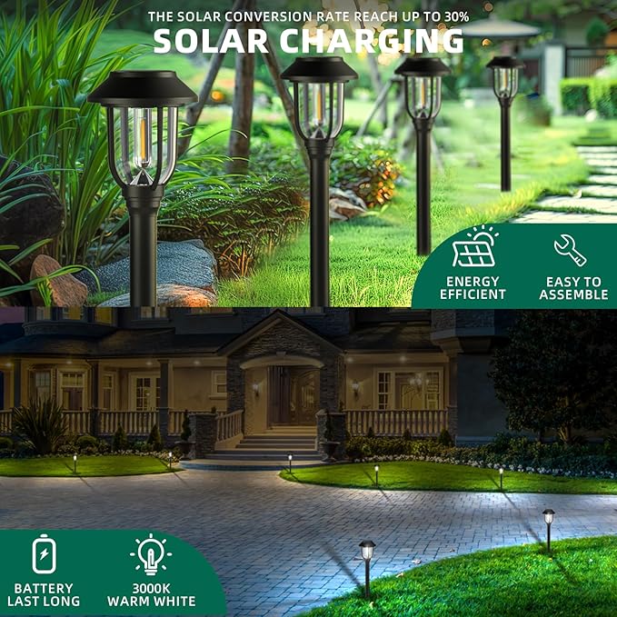 12 Pack Solar Lights Outdoor, 6000K Bright Solar Pathway Lights - Image 7
