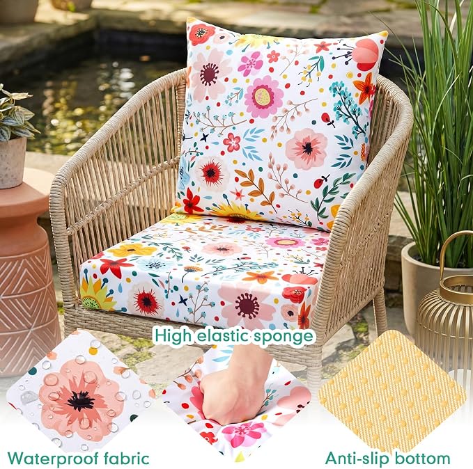 Hoteam 4 Set Outdoor Chair Patio Cushions 20 x 20 Inch Deep Seat Waterproof - Image 5