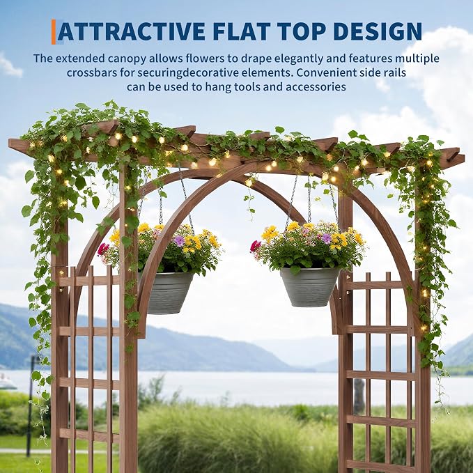 85 inch Garden Arbor Arch, Solid Wood Wedding Arch Ceremony Backyard, Rustic - Image 3