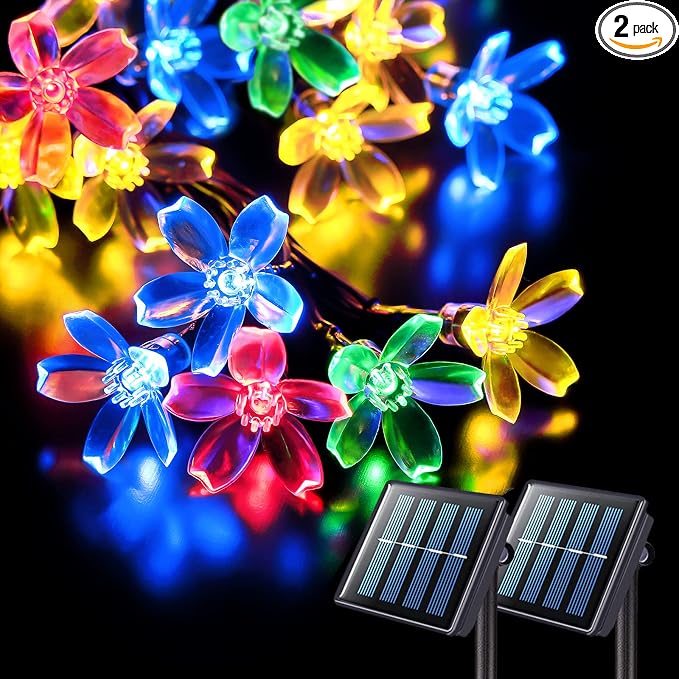 JMEXSUSS Solar String Lights Outdoor Waterproof, 2 Pack Each 30.6FT 50LED by JMEXSUSS
