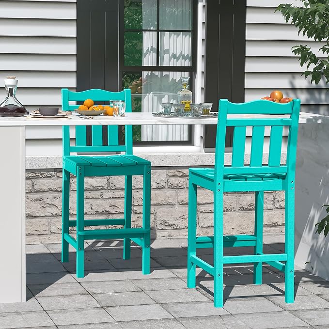 nalone Outdoor Bar Stools Set of 2, HDPE Tall Adirondack Chairs Bar Chairs - Image 6