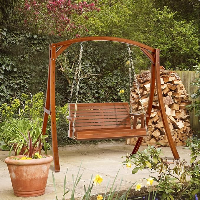 VINGLI Upgraded Patio Wooden Porch Swing - Image 7