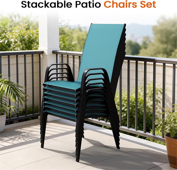 JEAREY Patio Dining Chairs Set of 6, Outdoor Stackable Dining Furniture Set - Image 7