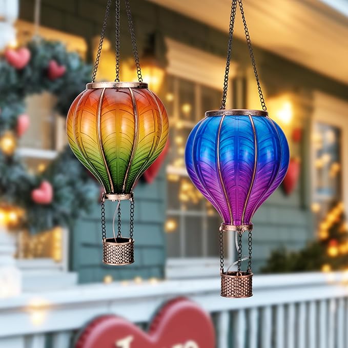 TERESA'S COLLECTIONS 2 Pack Hanging Solar Lantern Outdoor Garden Decor - Image 3