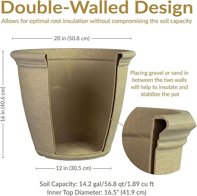 Sunnydaze 20-Inch Anjelica Large Plastic Pot - Image 6