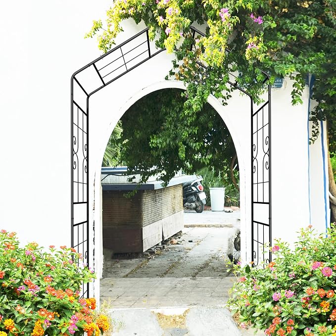 Garden Arbor, 8FT Metal Arbor Trellis - Image 3