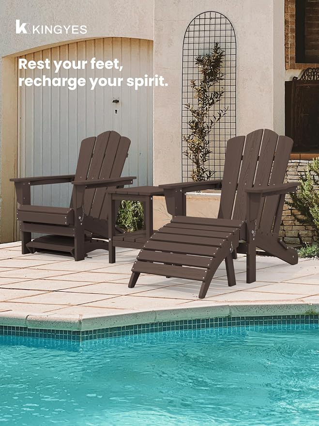 KINGYES Folding Adirondack Ottomans Set of 2 - Image 4