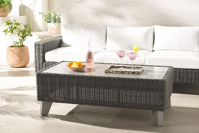 SAFAVIEH Couture Collection Margarita Dark Grey Faux Wicker Rectangle - Image 2