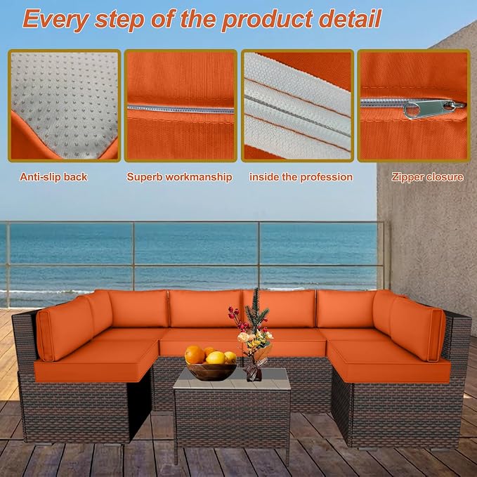 14 Piece Outdoor Patio Cushion Cover Replacement, Waterproof Patio Cushion - Image 3