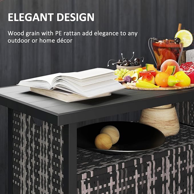 Outsunny Outdoor Pool Towel Storage Cabinet Organizer, Outdoor Bar Table - Image 6