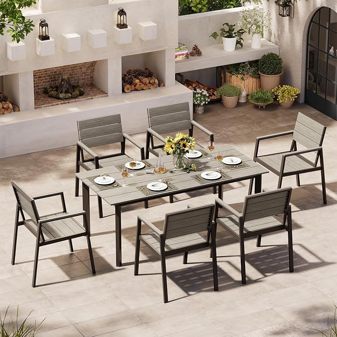 67"*32.3"*29.5" Patio Dining Table, Seamless Rectangle Aluminum + HDPS Outdoor - Image 6