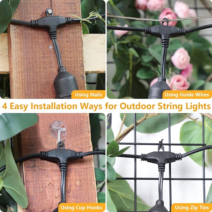 Mlambert 96Ft 3-Color in 1 48Ft LED Dimmable Outdoor String Lights - Image 9