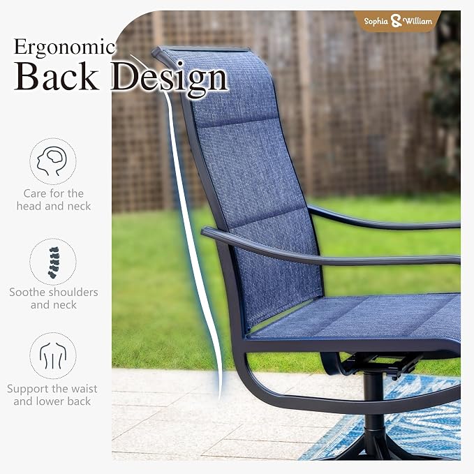 Sophia & William 9-Piece Patio Dining Set – 8 Swivel Chairs - Image 5