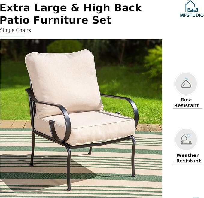 MFSTUDIO 7 Seats Large Metal Patio Conversation Sets, 5 Pieces Outdoor - Image 5