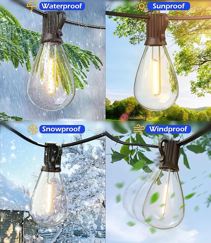luckystyle 60FT LED Outdoor String Lights - Image 5