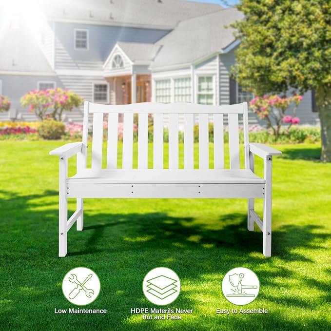 Backyard Expressions Poly Patio Bench – Weatherproof Outdoor Bench, Low - Image 3