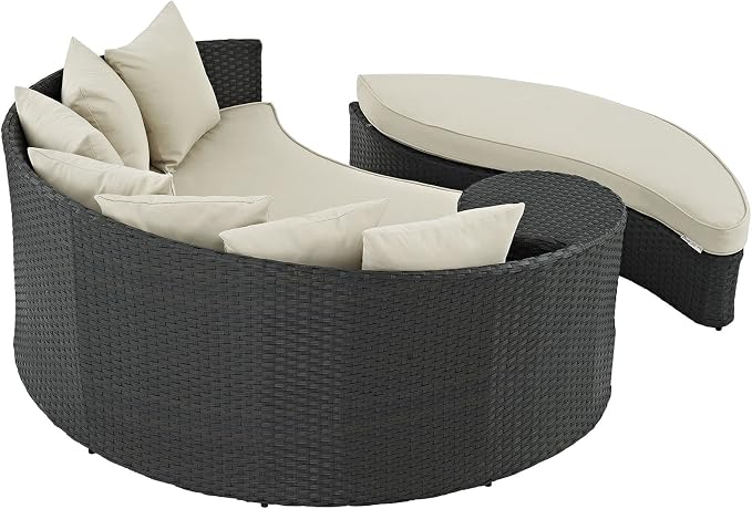 Modway EEI-1982-CHC-BEI Sojourn Wicker Rattan Outdoor Patio Sunbrella Fabric - Image 4