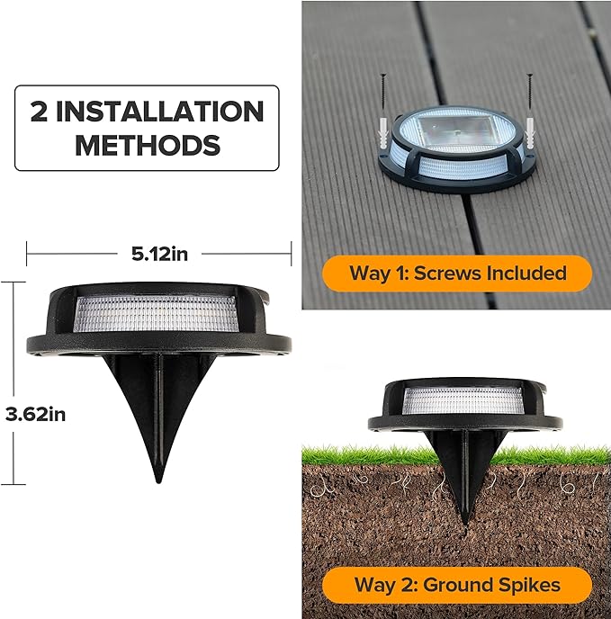 LUTEC 4 Pack Solar Driveway Lights, 12 LEDs IP67 Waterproof Outdoor Solar Dock - Image 6