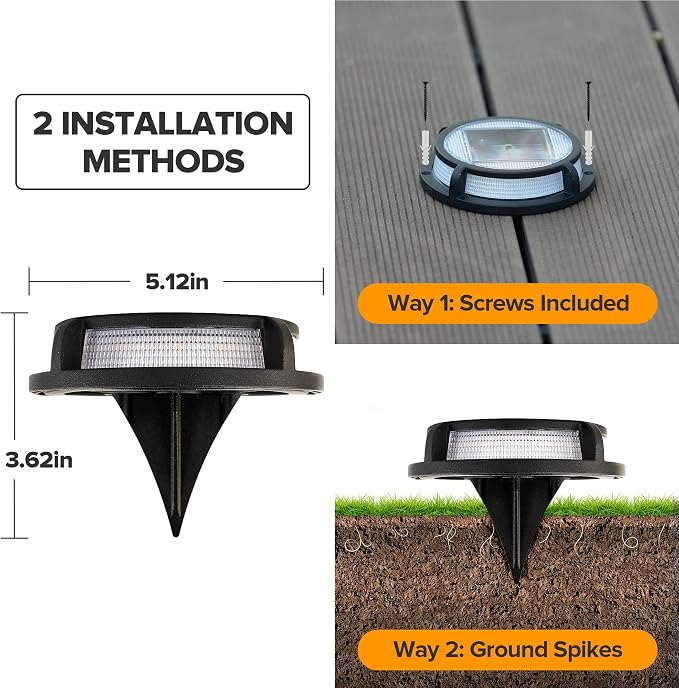 LUTEC 12 Pack Solar Driveway Lights, 12 LEDs IP67 Waterproof Outdoor Solar Dock - Image 6