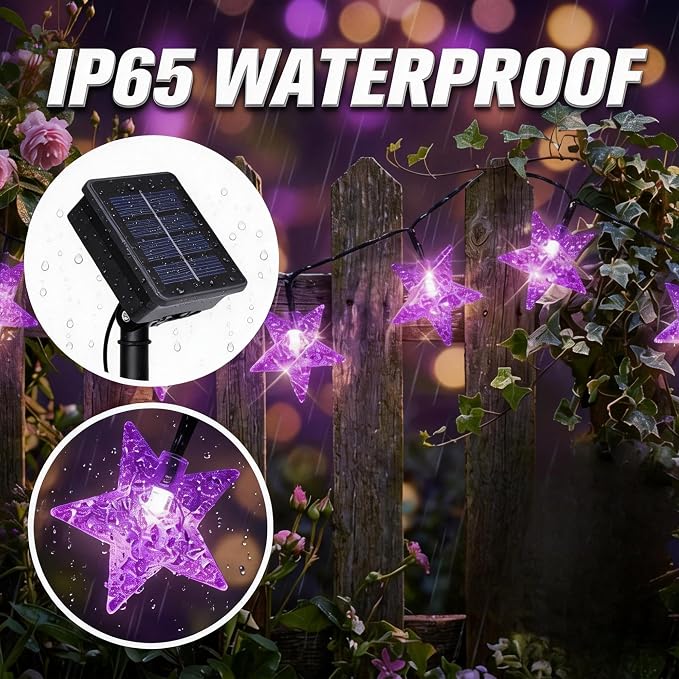 Twinkle Solar Star String Lights Outdoor Waterproof Fairy Lights 39FT 100 LED - Image 3