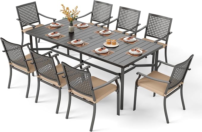 PHI VILLA 9 Pieces Outdoor Dining Set by PHIVILLAThepioneerofcomfortablehouseholdsupplies